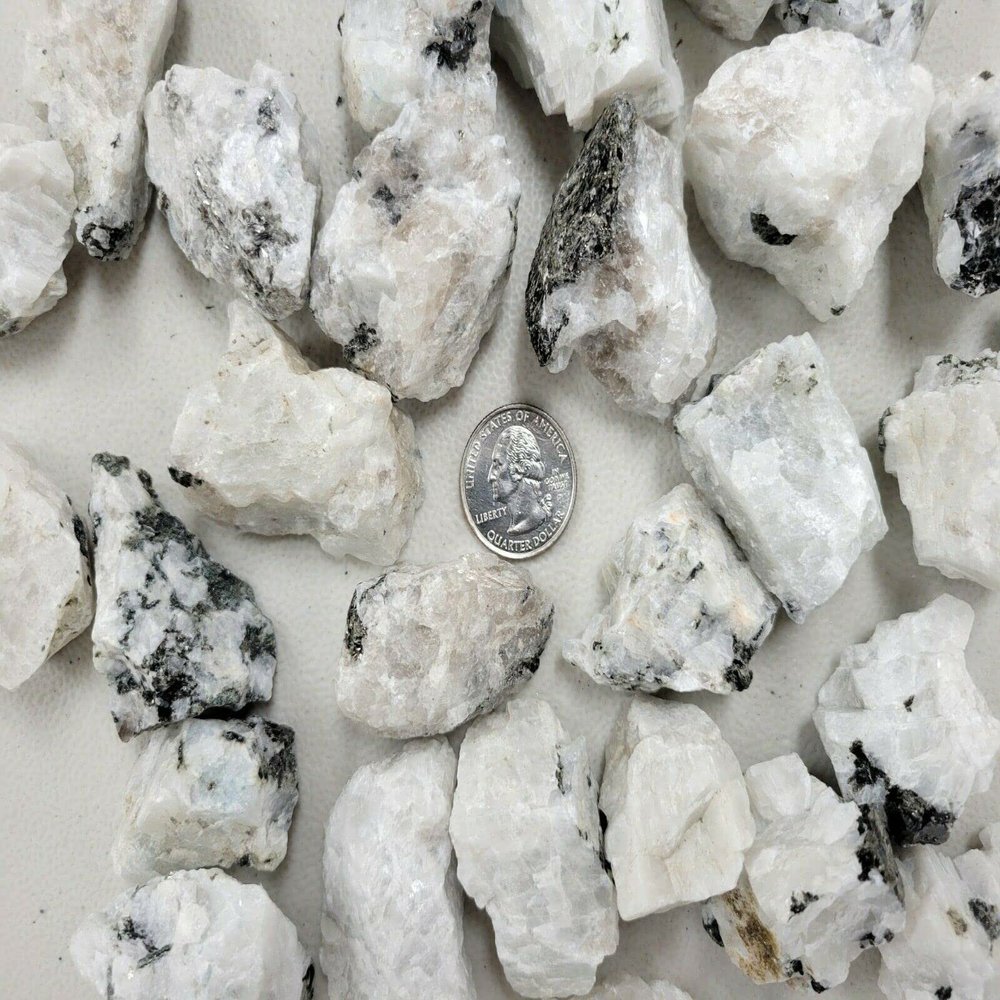 2 LBs Rough Rainbow Moonstone Crystals Raw Natural Stones Bulk for Tumbling & Healing