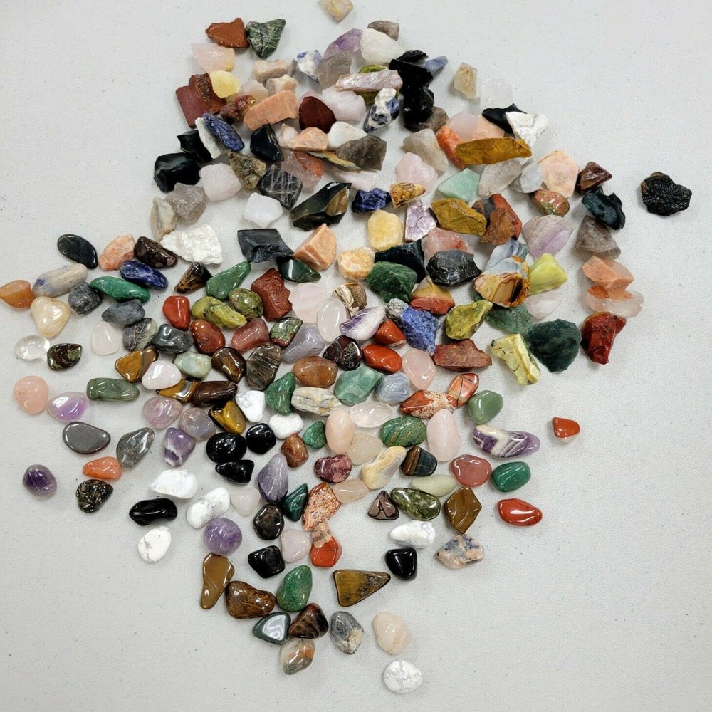 1 LB Combo Rough & Tumbled Crystals Mix, Assorted Natural Gems Stones Confetti Crystal Lot