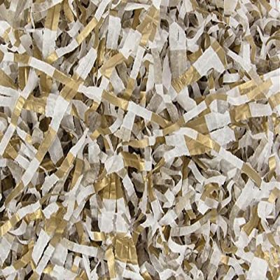 Pack of 1, Gold Metallic Stripe Paper Shred, 18 Oz. Bag for Filling Gift Bag, Basket Box and Mailer, Made in USA
