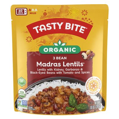 TASTYBITE Organic Three Bean Madras Lentils, 10 OZ