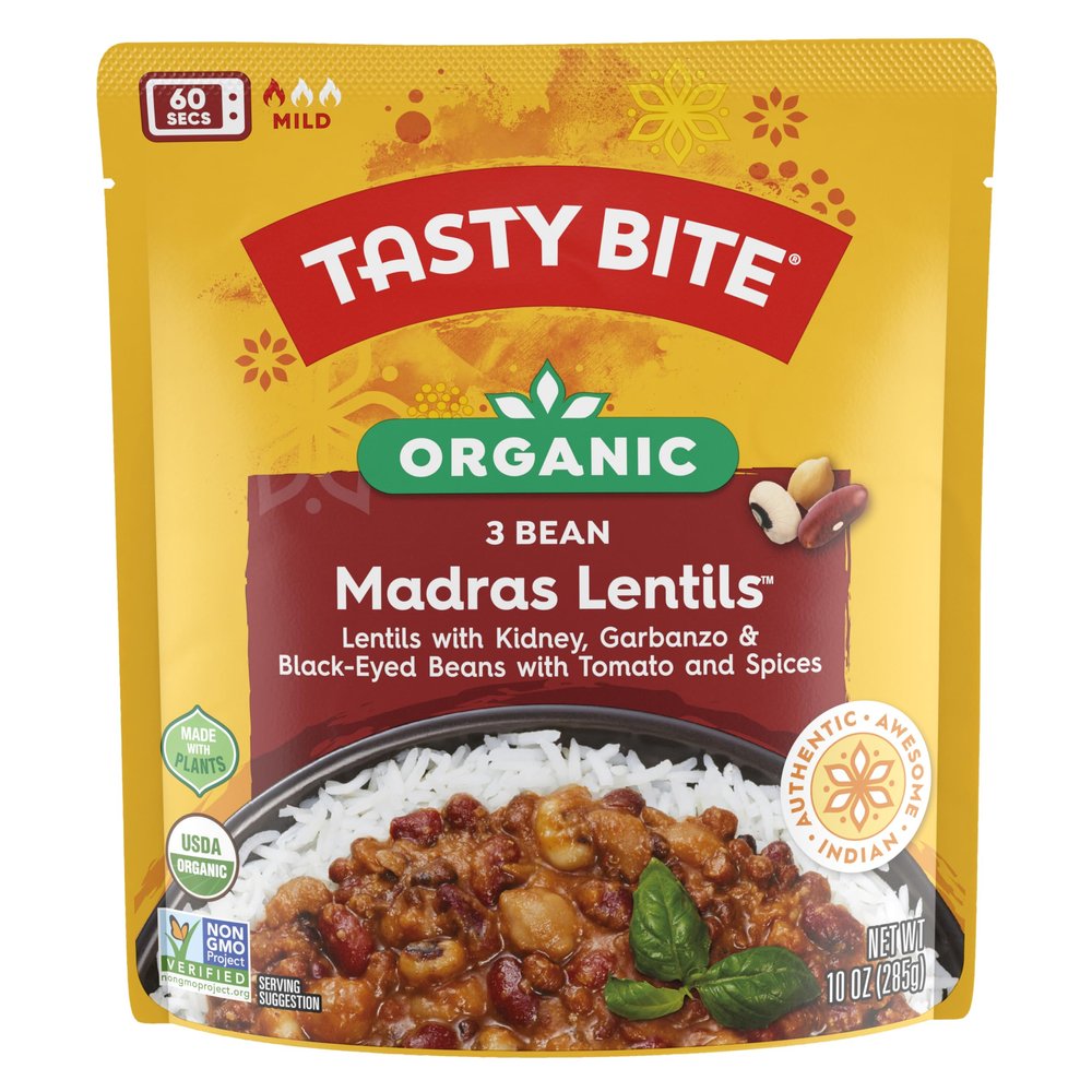TASTYBITE Organic Three Bean Madras Lentils, 10 OZ