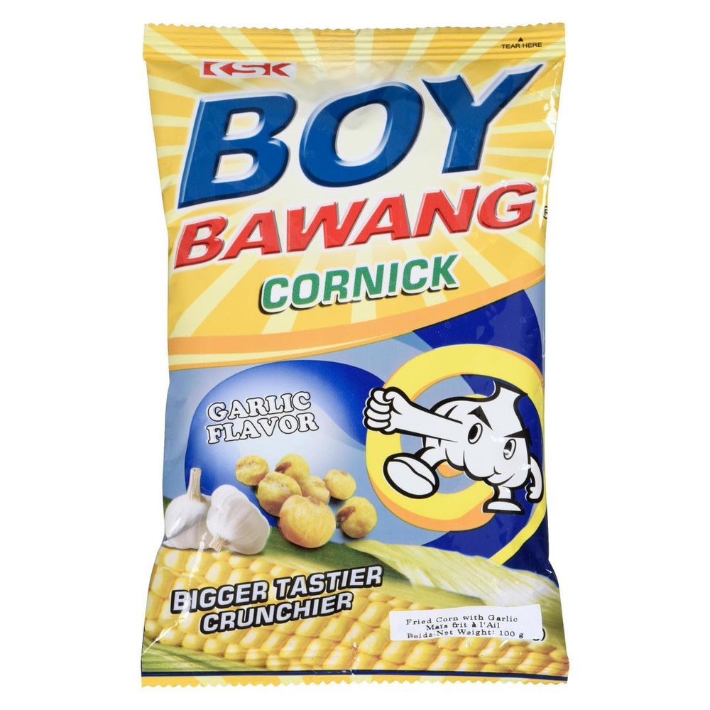 Boy Bawang Cornick Garlic Flavor 100g - Boy Bawang Garlic is made from top grade corn & flavored with intense garlic.