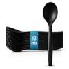 10" Black Plastic Serving Spoons for Buffet, Bulk 12 Count, Heavy Duty Disposable Spoon, Large Plastic Serving Utensils for Catering Supplies, Events, Party, Weddings & More - C&S Event Supply Co. view 1