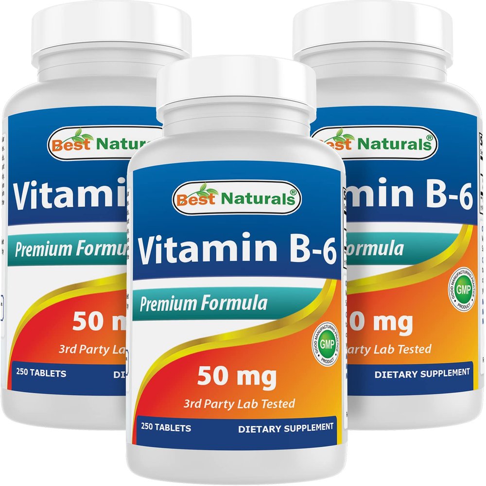 Best Naturals Vitamin B6 50 mg 250 Tablets (250 Count (Pack of 3))