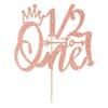 1/2 Way to One Cake Topper, Half Way to One, 1/2 Birthday Cake Topper, Baby Boys Girls 6 Months Birthday Party Decorations Supplies Rose Gold Glitter view 2