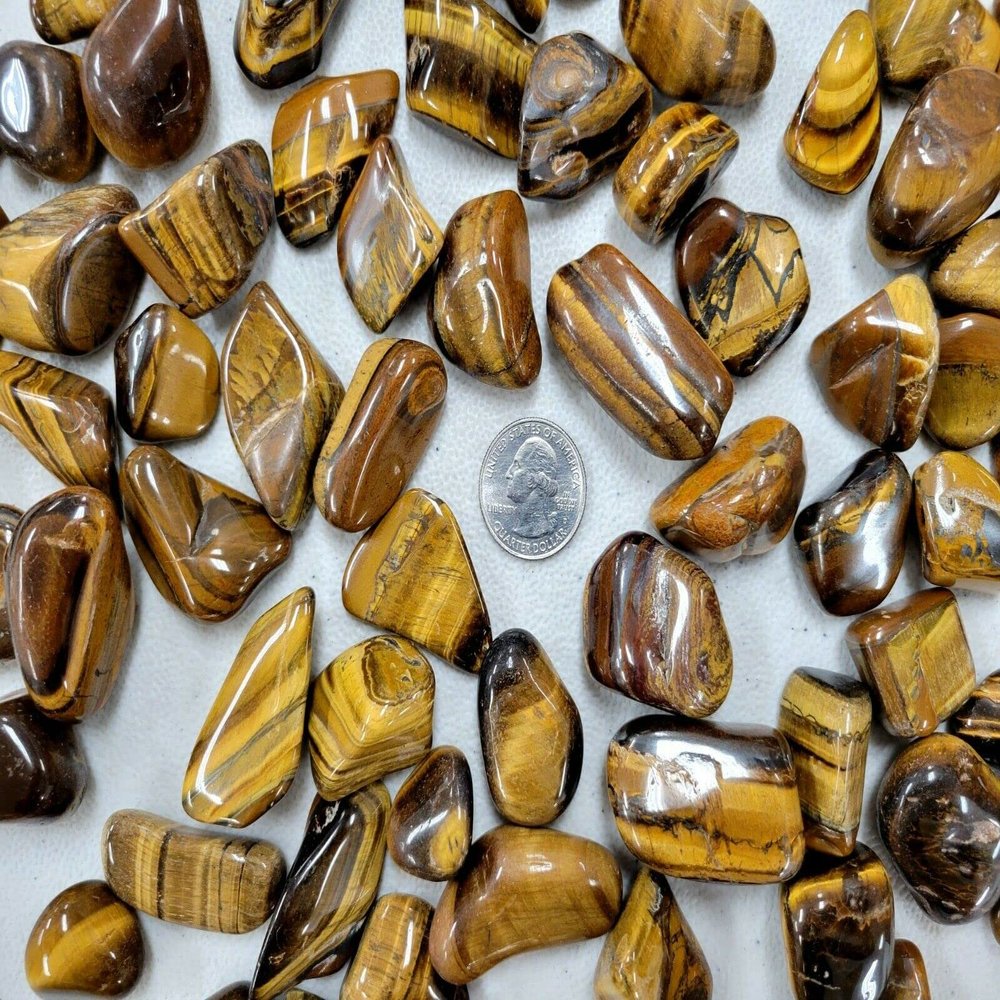 1/2 LB Tumbled Golden Tigers Eye Crystals Bulk 1" to 2" Large Polished Healing Stones