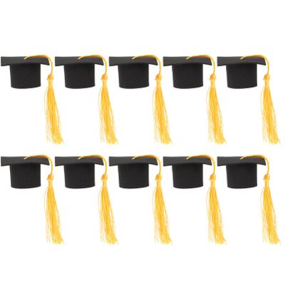 10pcs Graduation Cap Cake Toppers Trencher Cap Souvenir Ornaments Graduation Party Decorations
