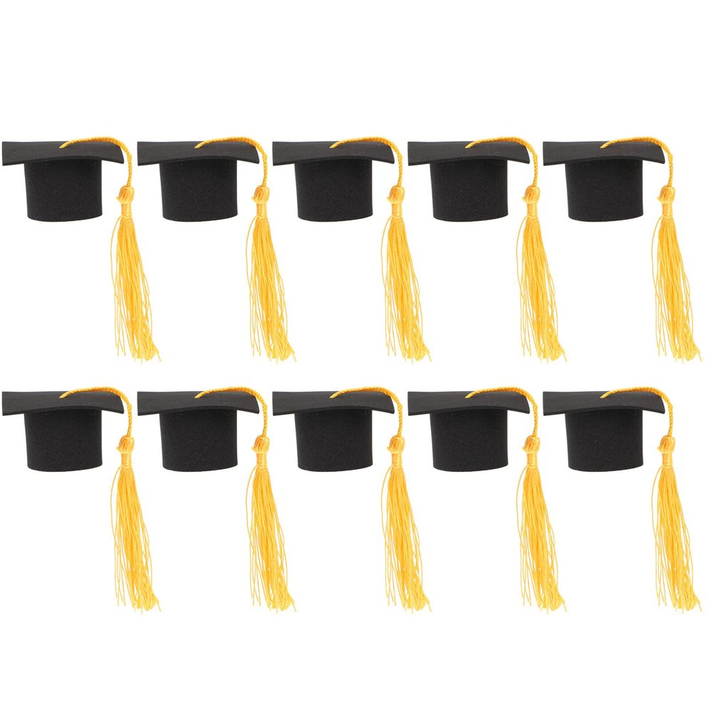 10pcs Graduation Cap Cake Toppers Trencher Cap Souvenir Ornaments Graduation Party Decorations