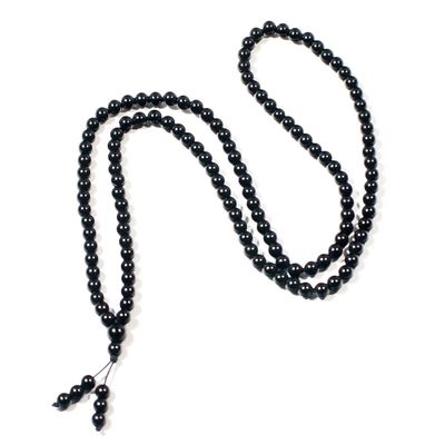 RICHRAIN 108 Meditation Beads Agate Crystal Healing Necklace Jewellery for Women (Black 6mm)