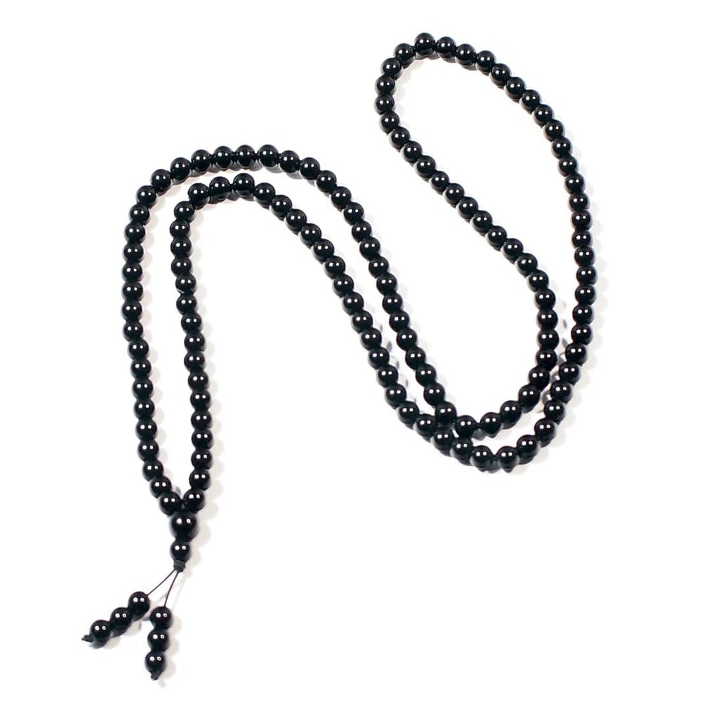 RICHRAIN 108 Meditation Beads Agate Crystal Healing Necklace Jewellery for Women (Black 6mm)