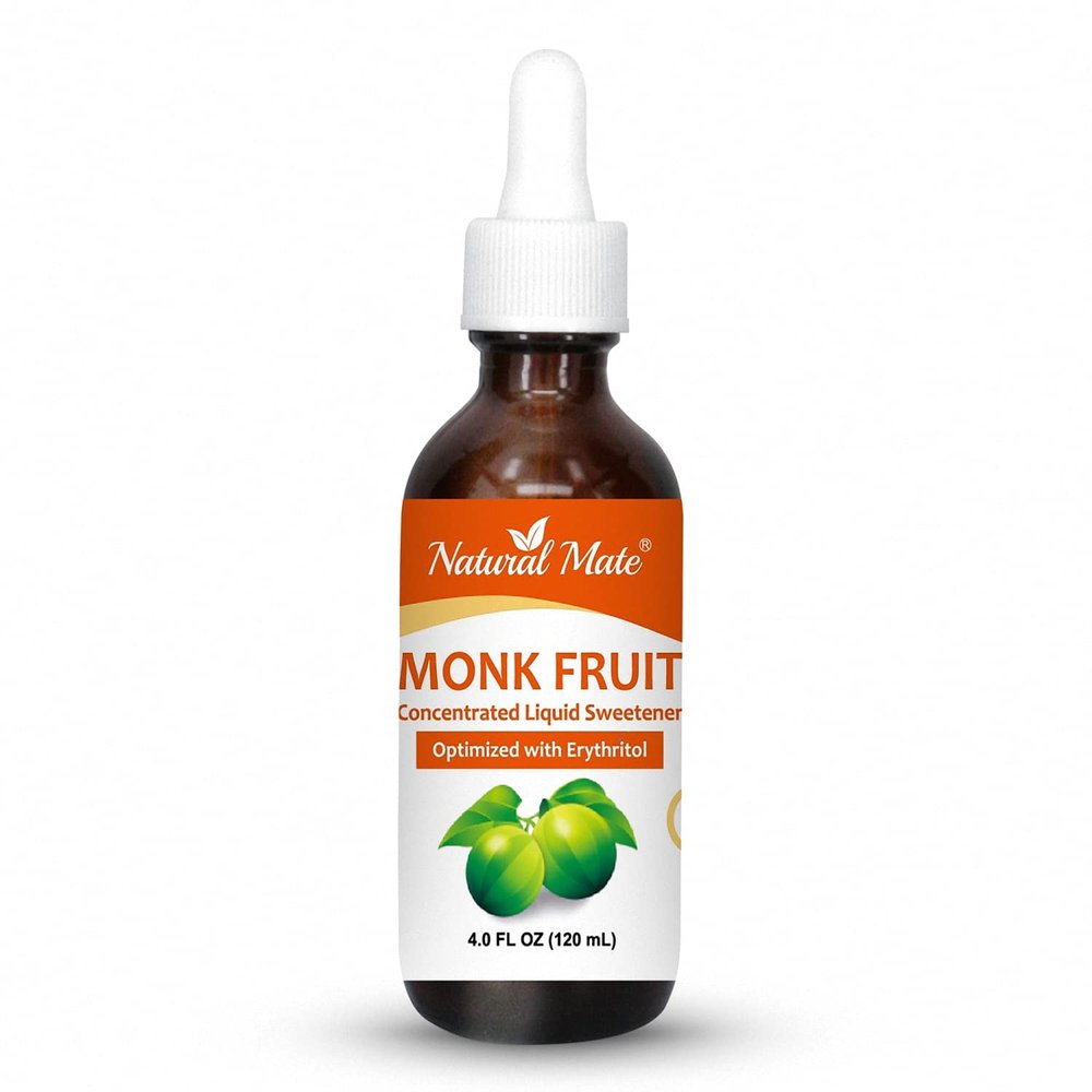 100% Monk Fruit Liquid Sweetener (Optimized with Erythritol) - 4 FL OZ (120 mL) Glass Bottle| 1Pack)
