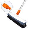 XUCAI Scrub Brush for Floor Cleaning,12" Wide Brush Head with Rubber Squeegee & Stiff Bristles,Heavy Duty Tile Brush with Long Handle for Bathroom,Walk in Shower, Carpet, Wall,Boat Deck view 3