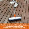 XUCAI Scrub Brush for Floor Cleaning,12" Wide Brush Head with Rubber Squeegee & Stiff Bristles,Heavy Duty Tile Brush with Long Handle for Bathroom,Walk in Shower, Carpet, Wall,Boat Deck view 4