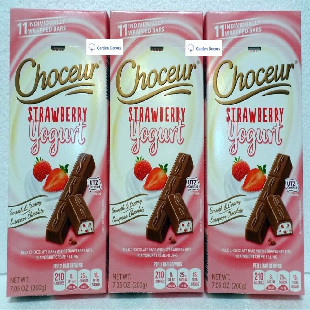 Choceur Strawberry Yogurt Smooth Creamy European Chocolate 7.05oz 200g (Three Bars)
