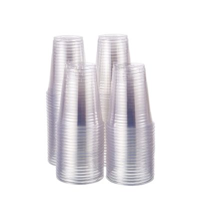 FULING 100 Sets-16 oz Clear Plastic BPA Free Drinking Cups, Disposable