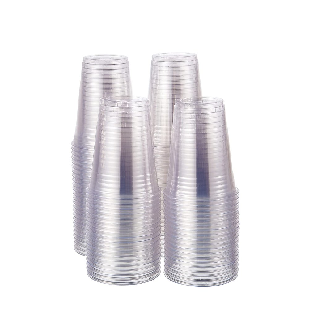 FULING 100 Sets-16 oz Clear Plastic BPA Free Drinking Cups, Disposable