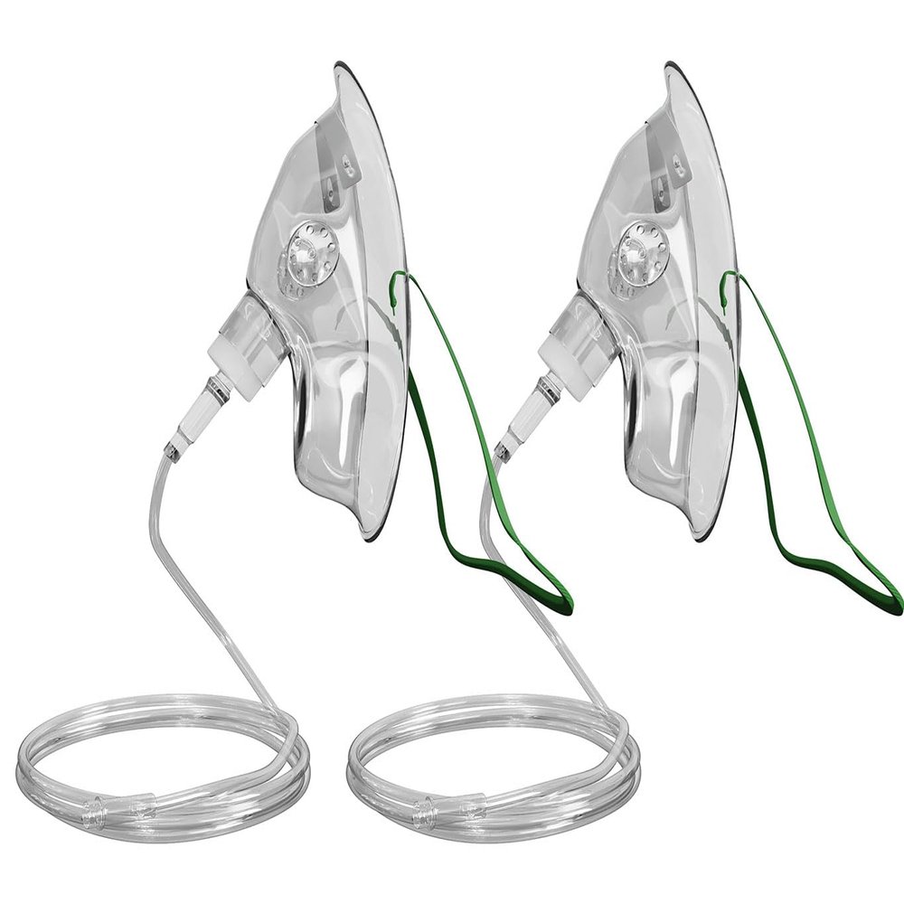 Endure Elongated Oxygen Mask with 6.8' Tubing and Adjustable Elastic Strap, Pack of 2 (Adult)