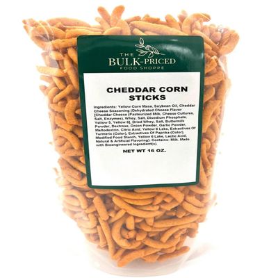 Cheddar Corn Sticks, Bulk Size, (1 lb. Resealable Zip Lock Stand Up Bag)