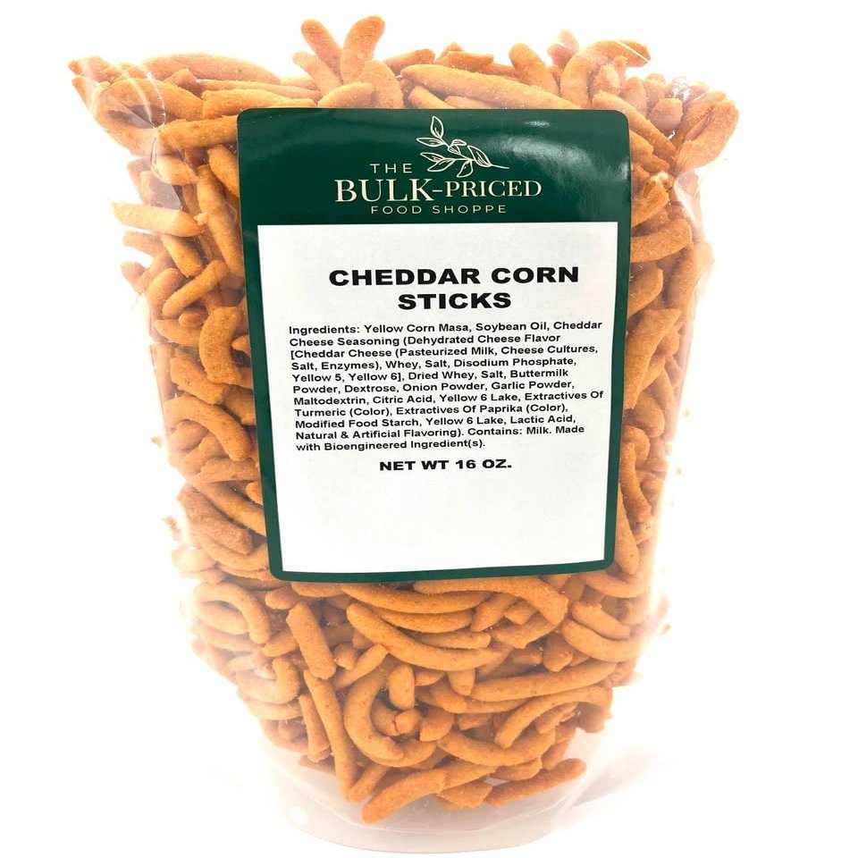 Cheddar Corn Sticks, Bulk Size, (1 lb. Resealable Zip Lock Stand Up Bag)