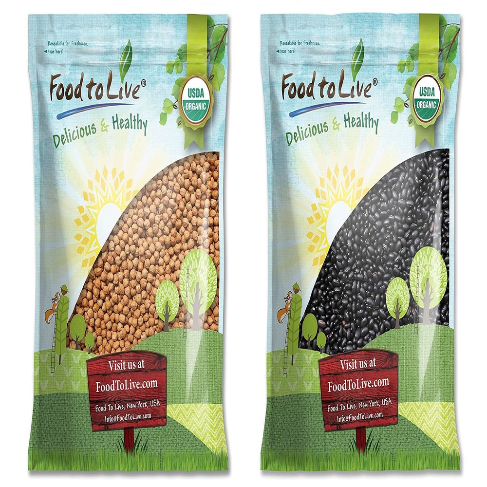 Food to Live - Organic Chickpeas 10 lb & Organic Black Beans 10 lb