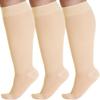 (3 Pairs) Opaque Compression Socks for Women and Men 20-30mmHg - Knee High Graduated Compression Stockings for Swelling, Edema, Sclerotherapy, Diabetic - Beige, Small - A501BE1-3 view 1