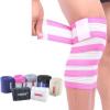 AIZXC Elastic Breathable Knee Wraps Bandage Compression Sleeve Brace Pain Relief Straps Support for Men Women Cross Training WODs,Gym Workout,Fitness & Powerlifting, 1 Pair (White/Pink) view 1