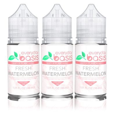 Everyday Basis Water Flavoring  Liven Up Your Water  Great Taste  Great Flavors  Keto Friendly, 0 Calories  No Dyes or Food Coloring (Fresh Watermelon) (Pack of 3)