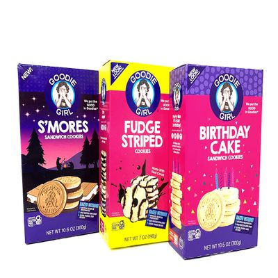 Goodie Girl Gluten Free Cookies 3 Variety Bundle, Birthday Cake, S'Mores & Fudge Striped Cookies,(Pack of 3) Certified Gluten Free, Peanut Free, Egg Free and Kosher