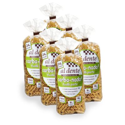 Al Dente Carba-Nada Egg Fusilli, Lower Carb, High Protein - Keto And Weight Watcher Diets-Friendly, Artisanal, Best Tasting Pasta Noodles, Cage-Free Eggs And Non-GMO Ingredients, 10oz (Pack Of 6)