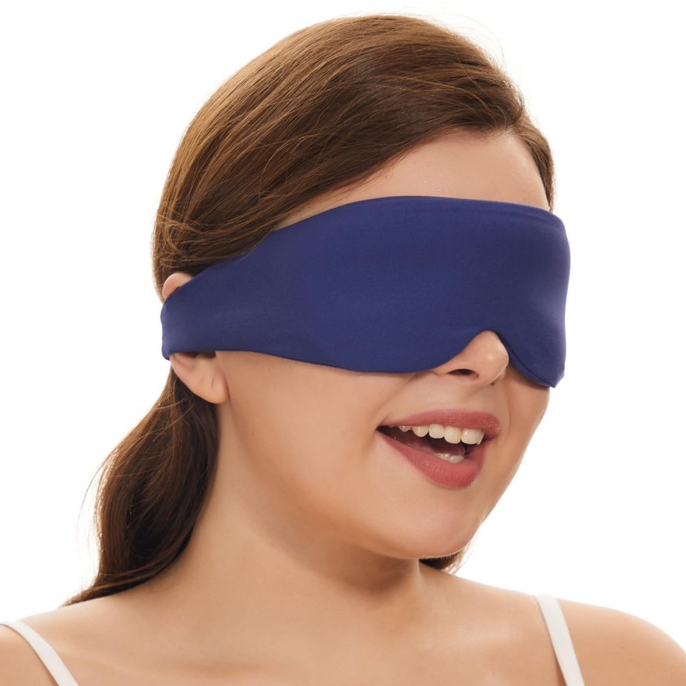ALASKA BEAR Sleep Mask for Side Sleepers Patented Design, Cup-Shaped and Extra-Soft, 100 Blackout Eye Mask Shades Cover for Men and Women Home or Travel, Machine Washable, Colbot Blue