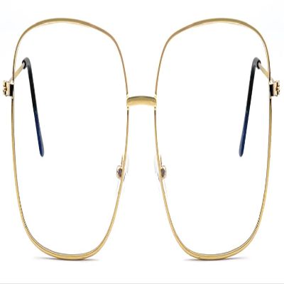 QxAiVMin Oversized Square Metal Reading Glasses Women Men, Large Anti Eyestrain Eyewear, Blue Light Blocking Computer Readers