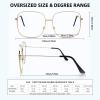 QxAiVMin Oversized Square Metal Reading Glasses Women Men, Large Anti Eyestrain Eyewear, Blue Light Blocking Computer Readers view 2
