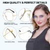 QxAiVMin Oversized Square Metal Reading Glasses Women Men, Large Anti Eyestrain Eyewear, Blue Light Blocking Computer Readers view 3
