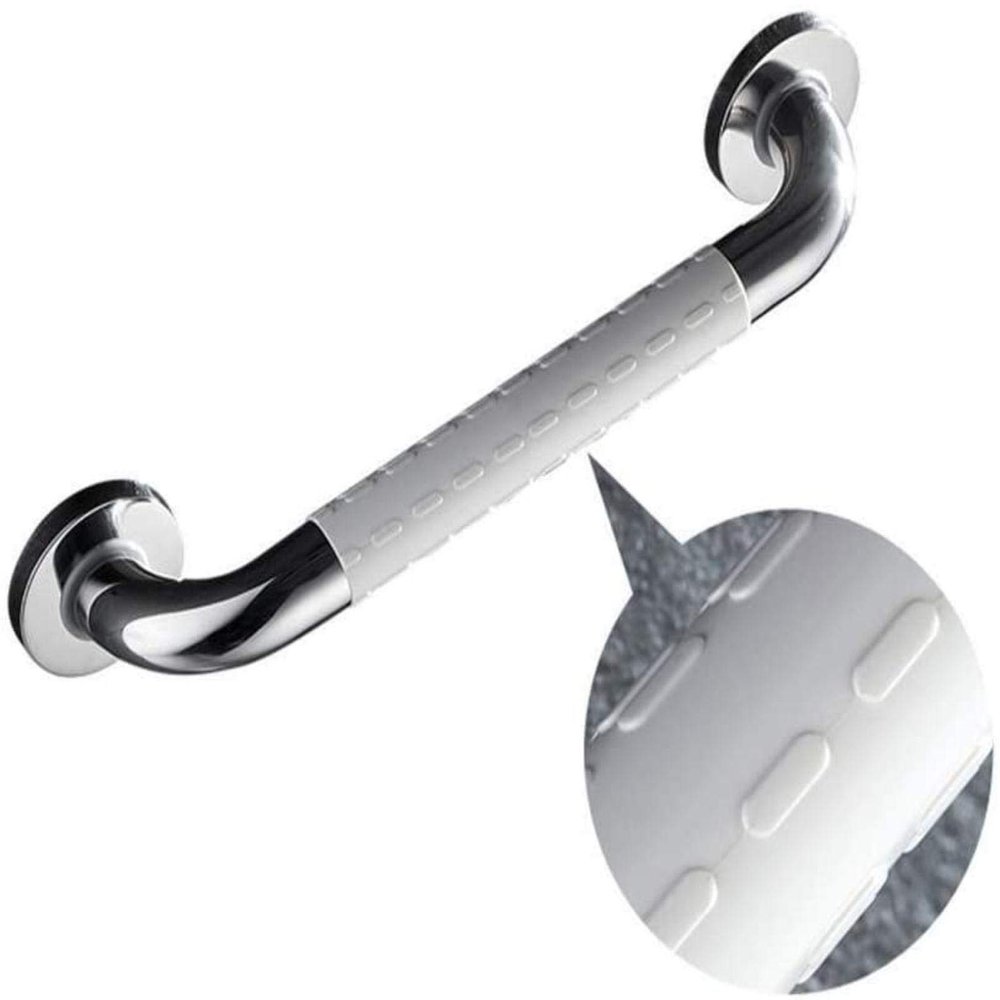 HongLianRiven Bath Handle Towel Rail Safety Bathroom Grab Bar, Toilet Bathtub Anti-Skid Metal Support Rail Outer Tube Children Elderly Pregnant Woman Handrail Towel Rack (Color : White, Size : 70CM)