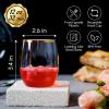 FOCUSLINE 32 Pack 12 OZ Plastic Wine Glasses, Stemless Disposable Wine Cups, Gold Rim Unbreakable Wine Glasses, Reusable Shatterproof Recyclable and BPA-Free Plastic Wine Cups view 2