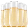 FOCUSLINE 24 Pack 9 Oz Clear Plastic Champagne Flutes, Stemless Plastic Champagne Glasses Clear, Heavy Duty Toasting Glasses, Shatterproof and Disposable Cups Perfect For Any Party view 1