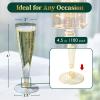 FOCUSLINE 100 Pack Plastic Champagne Flutes, 4.5 Oz Gold Glitter Plastic Champagne Glasses, Disposable Clear Toasting Glasses Recyclable Cups for Wedding Party view 2