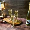 FOCUSLINE 100 Pack Plastic Champagne Flutes, 4.5 Oz Gold Glitter Plastic Champagne Glasses, Disposable Clear Toasting Glasses Recyclable Cups for Wedding Party view 3