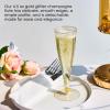 FOCUSLINE 100 Pack Plastic Champagne Flutes, 4.5 Oz Gold Glitter Plastic Champagne Glasses, Disposable Clear Toasting Glasses Recyclable Cups for Wedding Party view 4