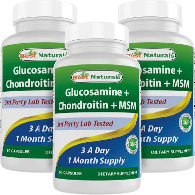 Best Naturals, Glucosamine Chondroitin MSM Supplements, 2600 mg per Serving, 90 Capsules (90 Count (Pack of 3))