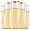 FOCUSLINE 24 Pack 9 Oz Plastic Stemless Gold Rim Champagne Flutes, Heavy Duty, Shatterproof, Disposable & Reusable Crystal Clear Toasting Glasses view 1