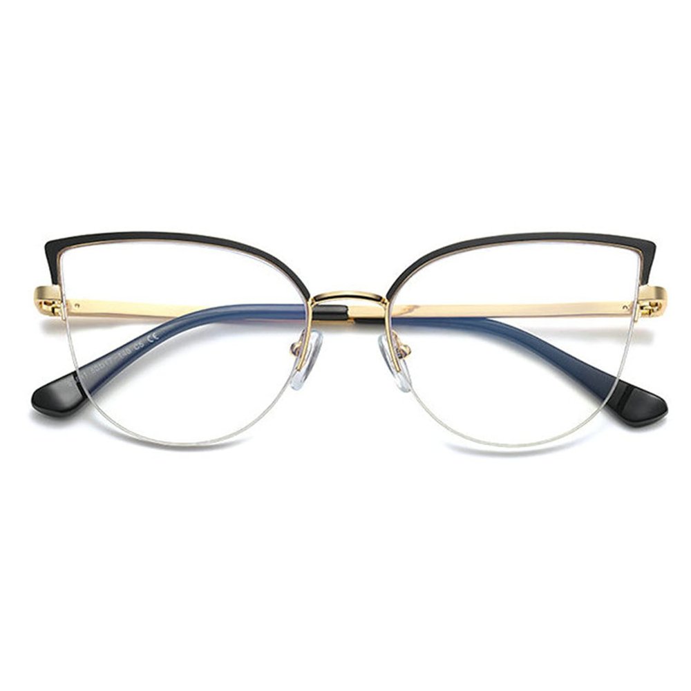 willochra Oversized Cat Eye Blue Light Blocking Glasses for Women Computer Anti Eye Strain 100% UV400 Protection Clear Lens Eyewear (X-Middle, black)