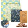 Pack of 3 Food Wraps with Flower Print. Washable Reusable Food Wrap for Sandwiches, Dough Covering. Organic Wraps for Food Reusable view 1