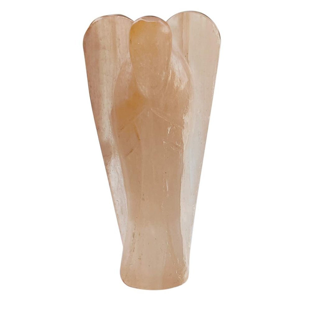 Jet Authentic Gemstone 3 inch Angel Crystal Figurine Statue Pocket Angel Natural Gemstone Hand Carved Pocket Peace Guardian Angel Statue Reiki Healing (Orange Selenite)