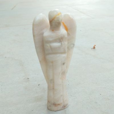 Jet International Authentic Gemstone Rainbow Moonstone Angel | 3 Inch Decorative Crystal Figurine for Home & Gifting