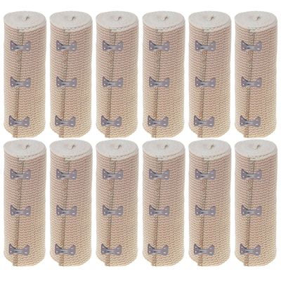 12 Rolls Elastic Bandages 6" Clip Body Wrap Thigh Calf Flexible Large Sport