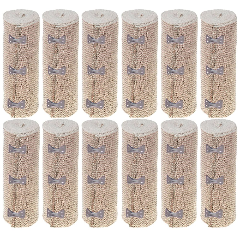 12 Rolls Elastic Bandages 6" Clip Body Wrap Thigh Calf Flexible Large Sport
