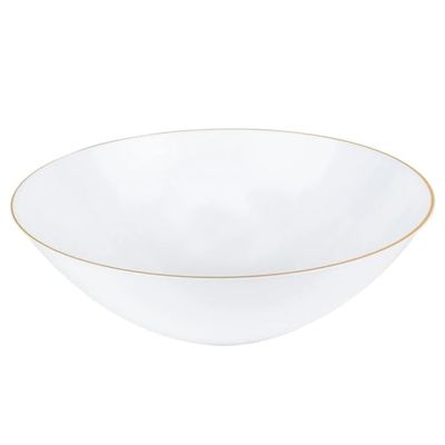 Nicole Fantini 16oz Organic White Gold Rim Bowls For Thanksgiving - Perfect For Weddings & All Occasion : 50 Count