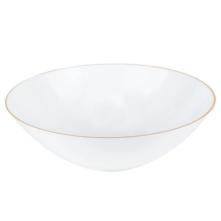 Nicole Fantini 16oz Organic White Gold Rim Bowls For Thanksgiving - Perfect For Weddings & All Occasion : 50 Count