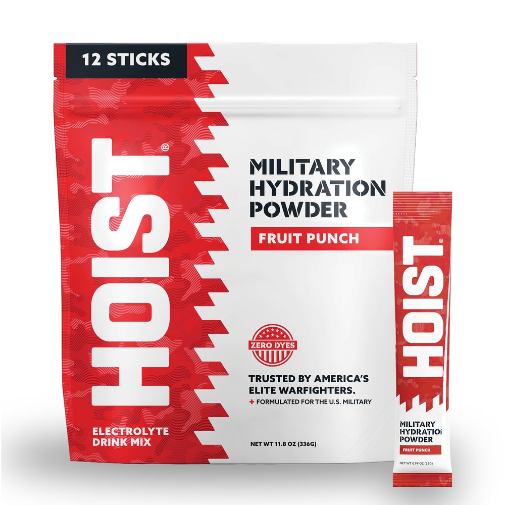 HOIST Electrolyte Drink Mix Powder Sticks  Rapid Rehydration, Military Hydration Formula  Fruit Punch (12 Single-Serve Packs)